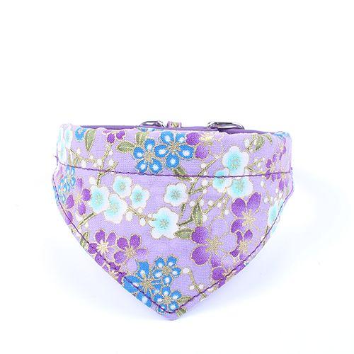 Collierscarf Purple-S--Collier Folral En Faux Cuir Pour Chien Et Chat, Avec Écharpe Détachable, Réglable, Petit, Moyen, Pour Animaux