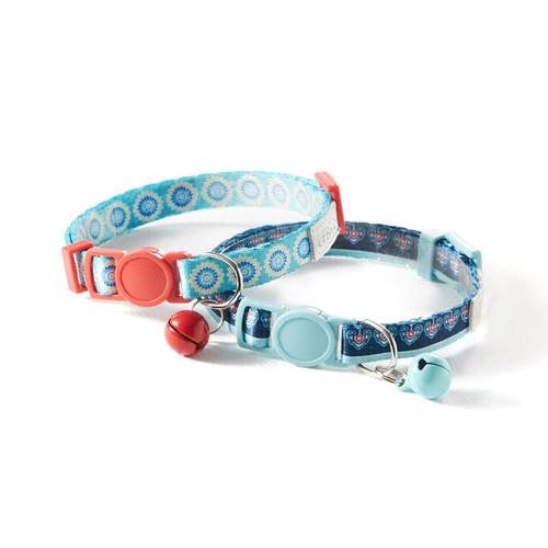 Colliernavy And Aqua-S (Neck 22-33cm)--Colliers Avec Clochette Pour Chat, Accessoires Personnalisés Pour Petits Chiens, Étiquettes'i