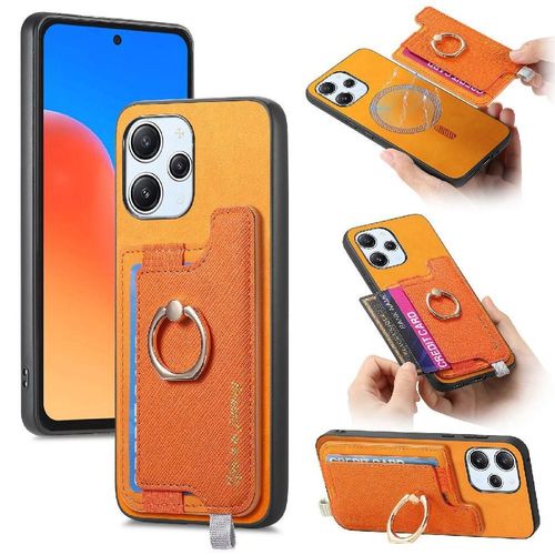 Étui Pour Xiaomi Redmi 12 Compatible Magsafe Magnétique Support D'anneau Portefeuille - Couleur Orange