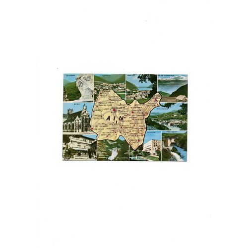 Département De L'ain: Carte Et 10 Petites Vues.