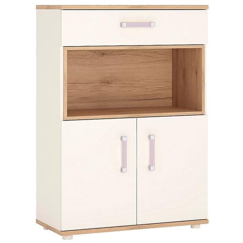 Kiddie 2 Porte 1 Tiroir Armoire À Étagère Ouverte Lilas