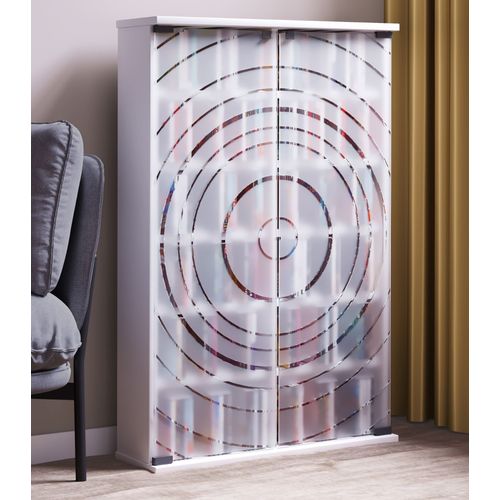 Vcm Bois,Cd,Dvd,Stand,Étagère,Armoire,Rangement,Étagère Sur Pied,Support,Porte En Verre,Tilano,L