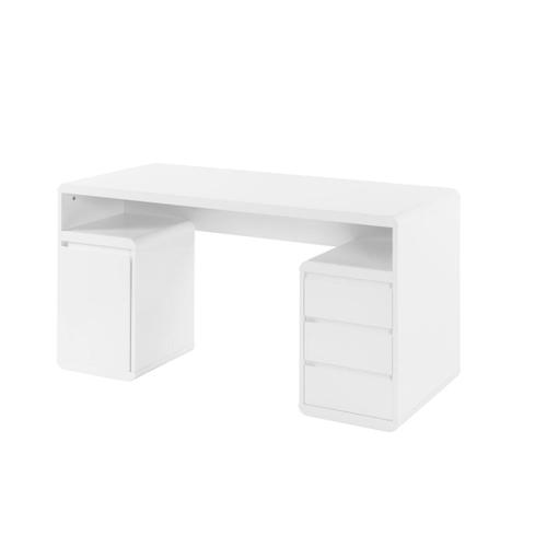 Bureau Avec Rangements Serguei - Mdf Laqué Blanc