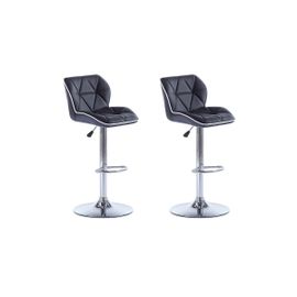 Lot De 2 Tabourets De Bar Calvin - Simili - Hauteur Ajustable - Noir