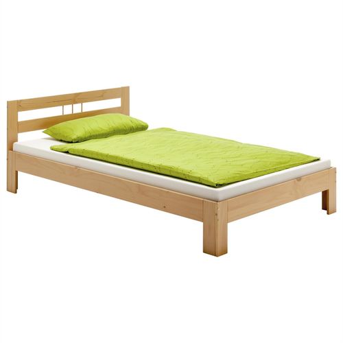 Lit Simple Theo 100 X 200 Cm Lit Pour Enfant En Pin Massif Lasuré Couleur Hêtre, Avec Tête De Lit