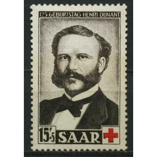 Allemagne, Land De Sarre Adm. Française 1953, Très Beau Timbre Neuf** Luxe Yvert 320, 125ème Anniversaire De La Naissance De Henri Dunant, Surtaxe Au Profit De La Croix Rouge.