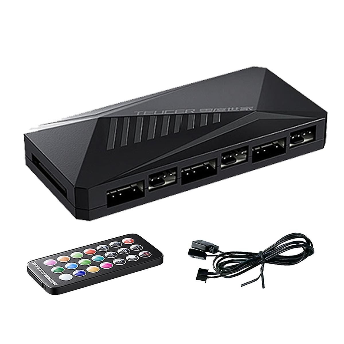 6P ARGB 6-Way Splitter 5V 3Pin Fan Controller Hub SATA Power...