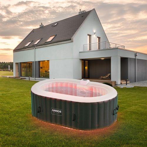 AREBOS In-Outdoor Whirlpool Spa Pool Wellness Massage ovale avec LED 2400 W