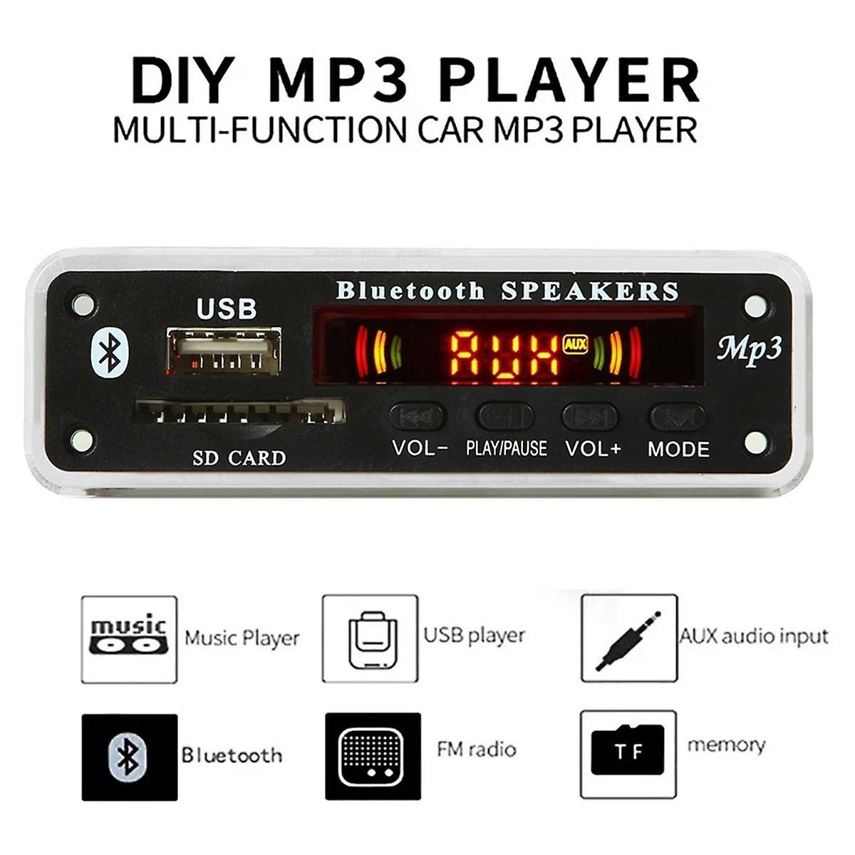 12V Bluetooth 5.0 Audio Decoder Board Mp3 Audio Module USB A... - 2