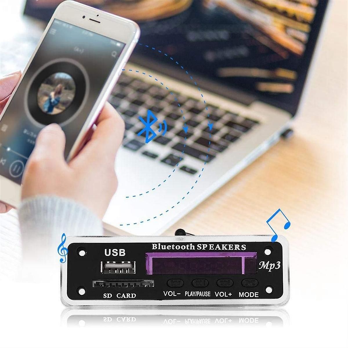 12V Bluetooth 5.0 Audio Decoder Board Mp3 Audio Module USB A... - 5