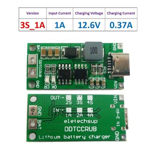 3S 2A Type-C Boost Module Polymer Lithium Ion Battery Chargi... - 2