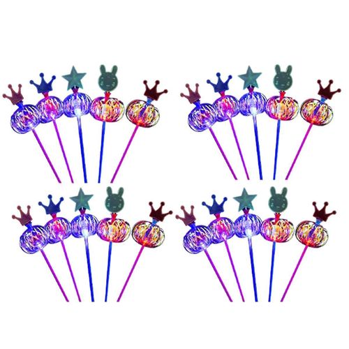 20pcs Rainbow Magic Stick Wand Led Bubble Flower Colorful Luminous Toy Flashing Stick Toy Toys Birt