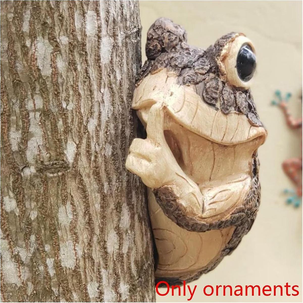 Quiet Frog Tree Peeker Garden Tree Sculptures Outdoor Tree F... - 4