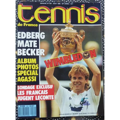 Tennis De France  N° 424 : Wimbledon / Album Photo Special Agassi / Edberg Mate Becker ....