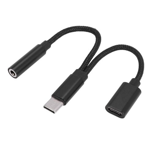 2 in 1 Type C Headphone Adapter USB C Splitter Jack AUX Audio Charging Converter for