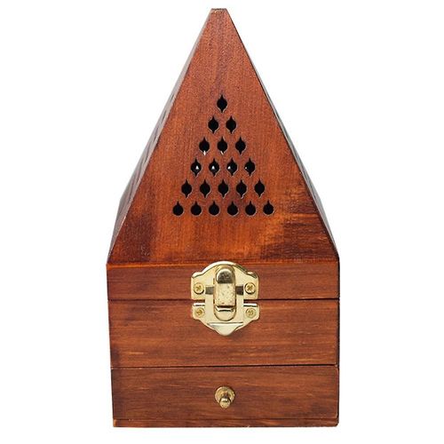 Wooden Agarwood Sandalwood Box Incense Burner Burner Antique Aromatherapy Burner Pyramid Hollow Inc