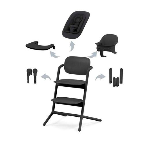 Pack Chaise Lemo 4 En 1 (Chaise + Transat + Babyset + Plateau Repas) - Stunning Black - Cybex Gold