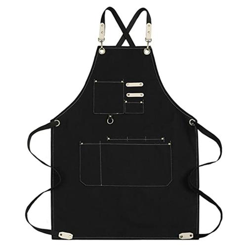 Chef Apron Water Resistant Canvas Back Adjustable Apron For Men Women(Black)