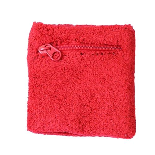 Zipper Pocket Towel Sports Sweat Wristband Sports Protector Red