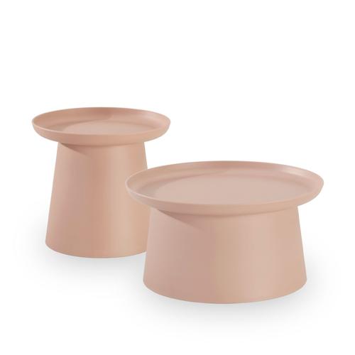 Set Jardin 2 Tables Rondes En Polypropylène Rose D50 Et D70 Rose