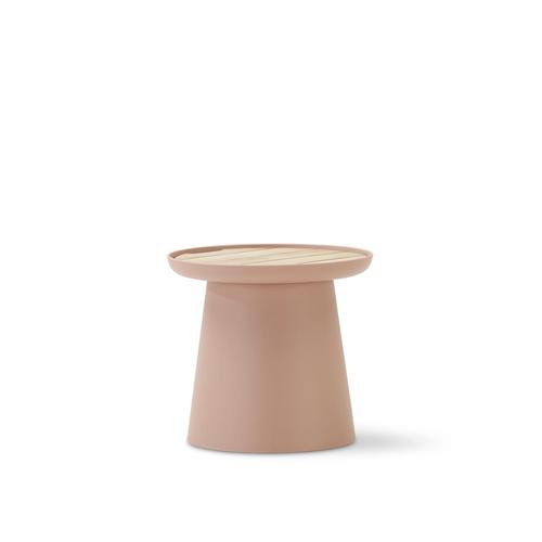 Table D'appoint Ronde En Polypropylène Rose Plateau En Bois D50