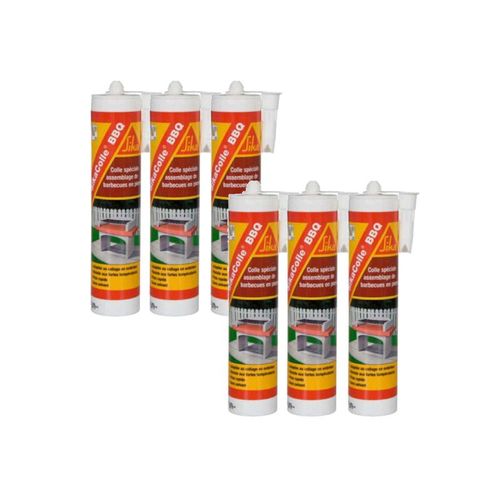 Lot de 6 colles pour assemblage de petits barbecues en pierre - SIKA SikaColle BBQ - Beige clair - 500g