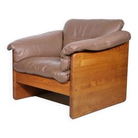 Fauteuil En Teck Massif Et Cuir Par Mikael Laursen Annes 1970 Bois