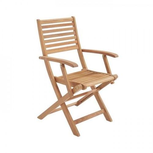 Lot De 4 Fauteuils De Jardin Pliants En Acacia Fsc - Bois Massif - Marron - Style Exotique