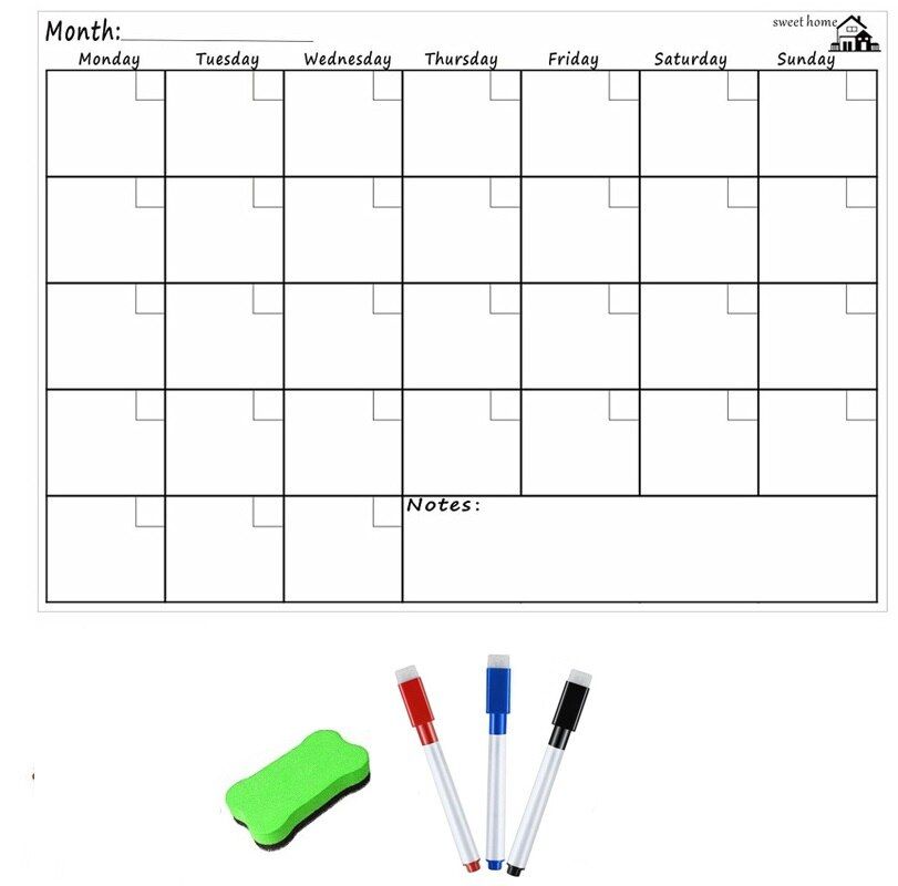 Tableau blanc hebdomadaire de calendrier de réfrigérateur avec aimant épaissi avec 3 stylos pour tableau functional calendrier magnétique pour réfrigérateur awhao-123 Kit calendrier effaçable à sec