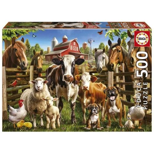 Puzzle 500 Pièces - Educa - Les Malins De La Ferme - Animaux - Enfant - Intérieur