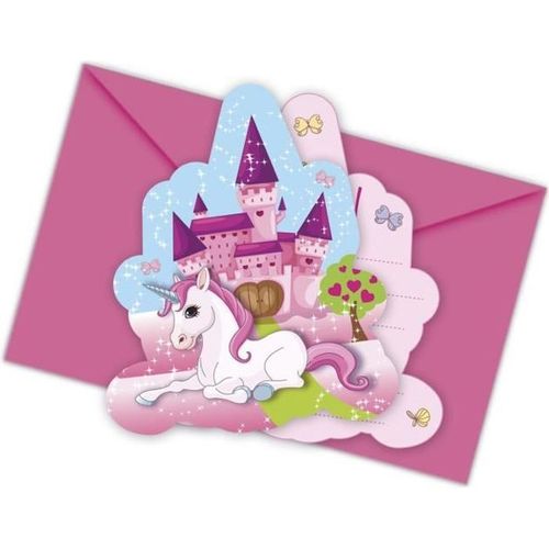 Cartes Invitations Licorne - Marque - Modèle - Rose - Enfant - Fille