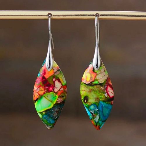 Boucles D Oreilles Résines Multicolores Goutte D 'eau
