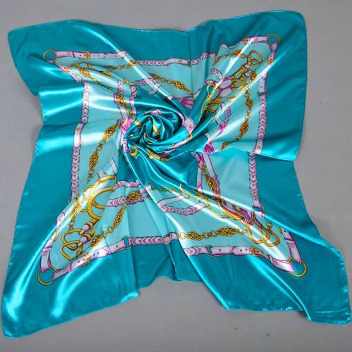 Foulard, Étole Carrée 90 Cm X 90 Cm Bleu Turquoise