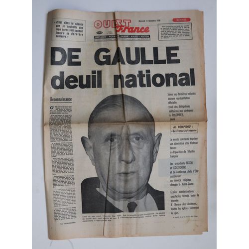 Ouest-France - De Gaulle Deuil National - 11 Novembre 1970