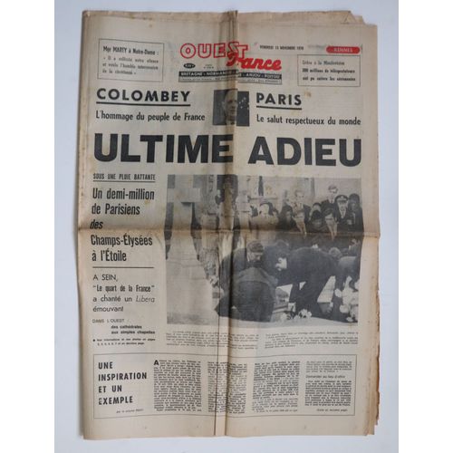 Ouest-France - Ultime Adieu - 13 Novembre 1970