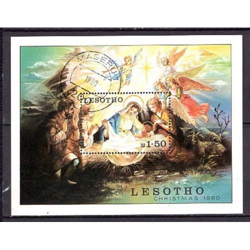 Lesotho 1980 Noel La Nativite Bloc Oblitere