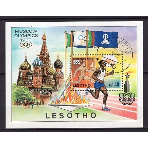 Lesotho 1980 Jeux Olympique De Moscou Bloc Oblitere
