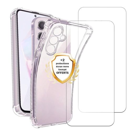 Coque Samsung Galaxy A05s Antichoc Coins Renforces Silicone + 2 Vitres En Verre Trempe Protection Ecran Evetane