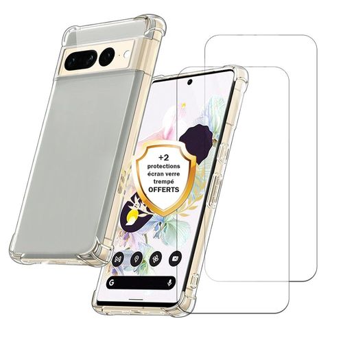 Coque Google Pixel 7 Pro Antichoc Coins Renforces Silicone + 2 Vitres En Verre Trempe Protection Ecran Evetane