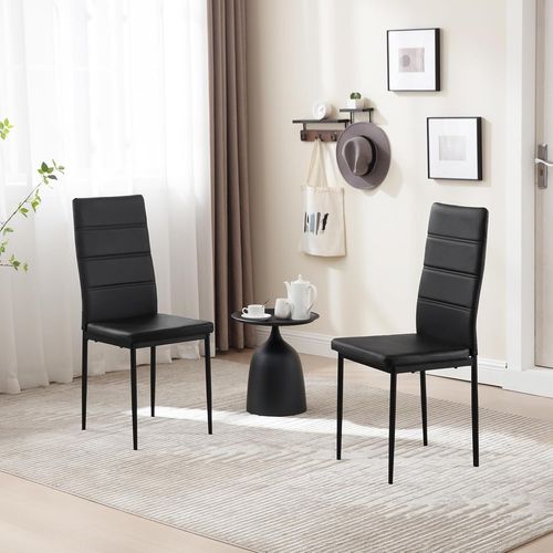 Woltu Chaise Salle À Manger Lot De 4, Chaise Cuisine Avec Dossier Haut, Siège Rembourré En Similicuir, Pieds En Métal, Design Moderne, Pour Salon, Cuisine, Salle À Manger, Noir,