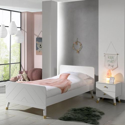Paris Prix - Pack - Lit Enfant & Chevet "Billy" 90x200cm Blanc