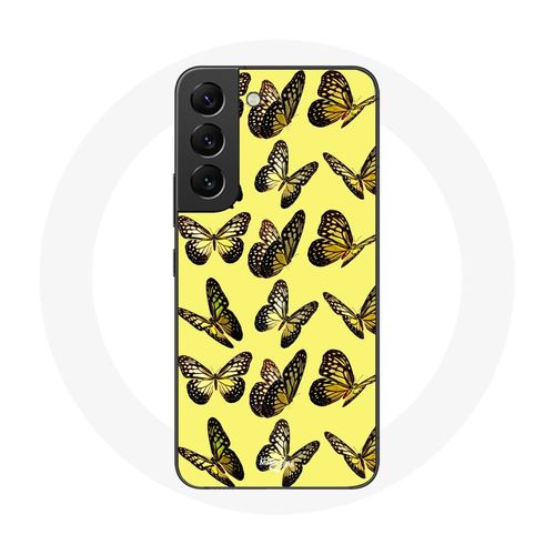 Coque Pour Samsung Galaxy S22 Papillons Fond Jaune