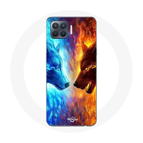 Coque Pour Oppo A93 Loup De Glace Et De Feu