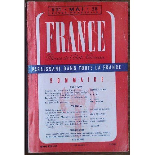 France, Revue De L'Etat Nouveau, N 16 Dir. A. Bagarry, G. Jeantet, Vichy