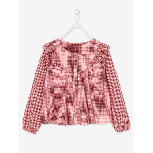 Blouse À Volants Fille - Rouge Chili (Vertbaudet)