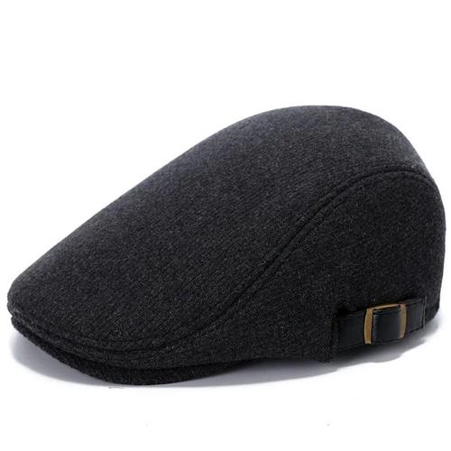 Chapeaux De Béret Classiques Décontractés Pour Hommes,Casquettes Plates Vintage Pour Hommes,Chapeaux De Conducteur Réglables,Gris Uni,Noir,Printemps,Automne,Hiver