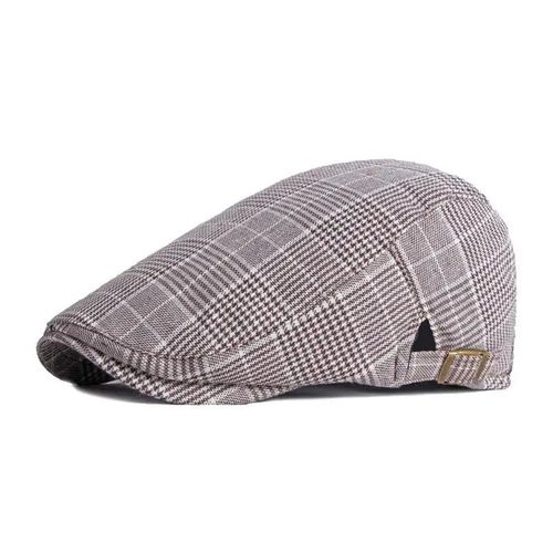 Béret De Peintre En Coton,Casquette De Journal À Carreaux De Couleur Unie,Casquette Plate À Visière,Pour Hommes Et Femmes,Collection Printemps Et Été 125