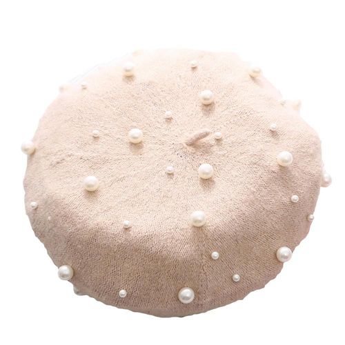 Béret Tricoté Chaud Pour Femme,Chapeau De Aliments En Laine Pour Femme,Casquette Octogonale Féminine,Perle Sophia,Décoration De Diamant De Perle,Nouvelle Mode,Hiver 2018
