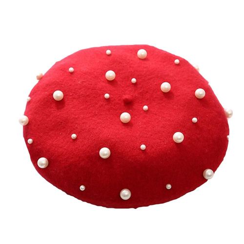Béret Tricoté Chaud Pour Femme,Chapeau De Aliments En Laine Pour Femme,Casquette Octogonale Féminine,Perle Sophia,Décoration De Diamant De Perle,Nouvelle Mode,Hiver 2018