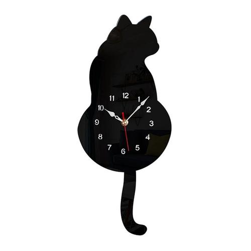 Horloge murale pendule chat noir, horloge de chat, horloge de chat avec queue mobile, chat se balançant, lunatique drôle Wal